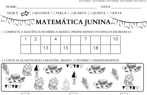 atividade 1º ano festa junina